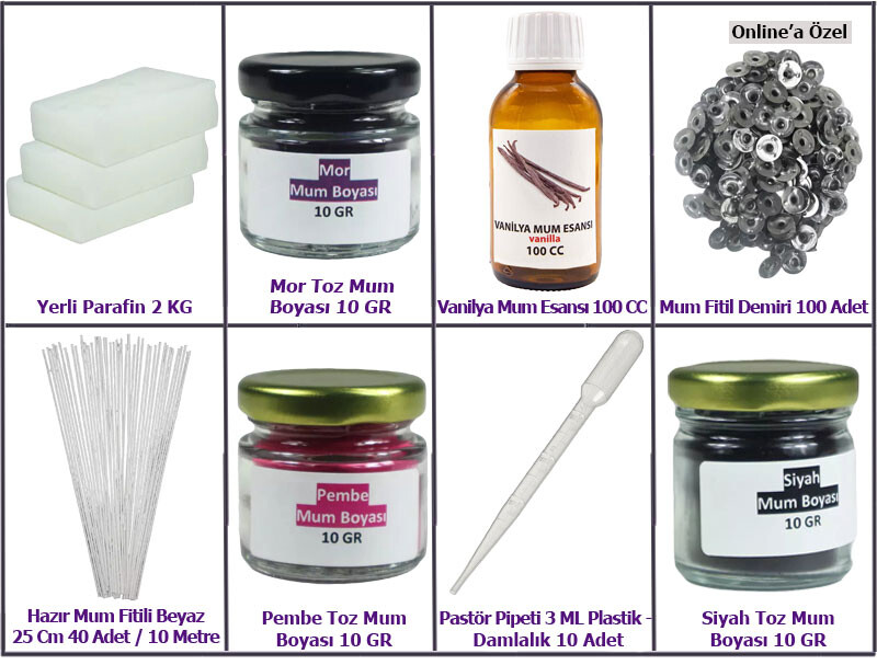 Ekonomik Paket Parafin Mum Yapım Seti
