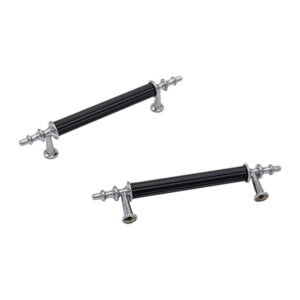 Epoksi Tepsi Gümüş Siyah Renk Metal Kulp - 96 mm