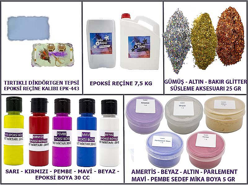 Epoksi Tırtıklı Dikdörtgen Tepsi Yapım Seti